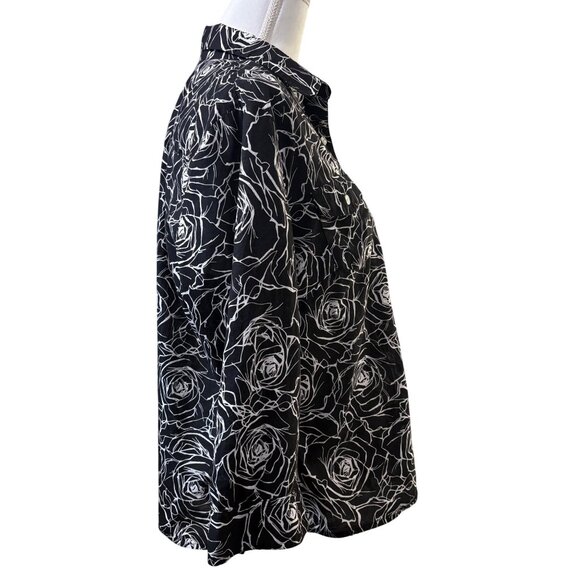 Jones New York Signature Womens Black & White Rose Print Button-Up Shirt XL - Picture 4 of 10